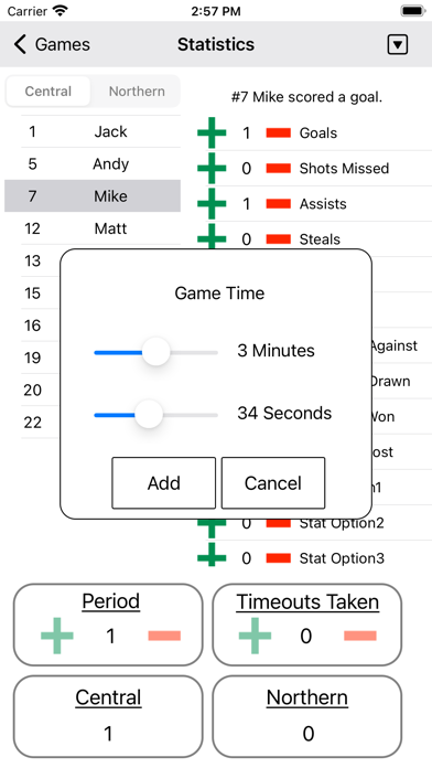 Water Polo Statistics Screenshot
