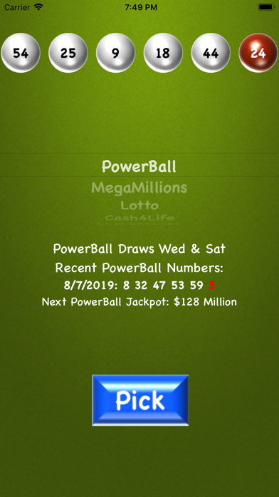 Lotto Numbers Screenshot