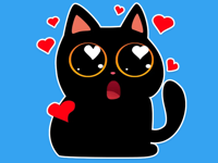 Funny Black cat stickers emoji