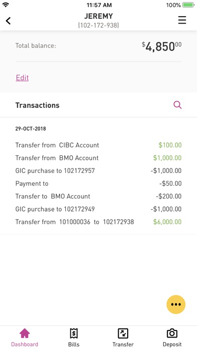 EQ Bank Mobile Banking Screenshot