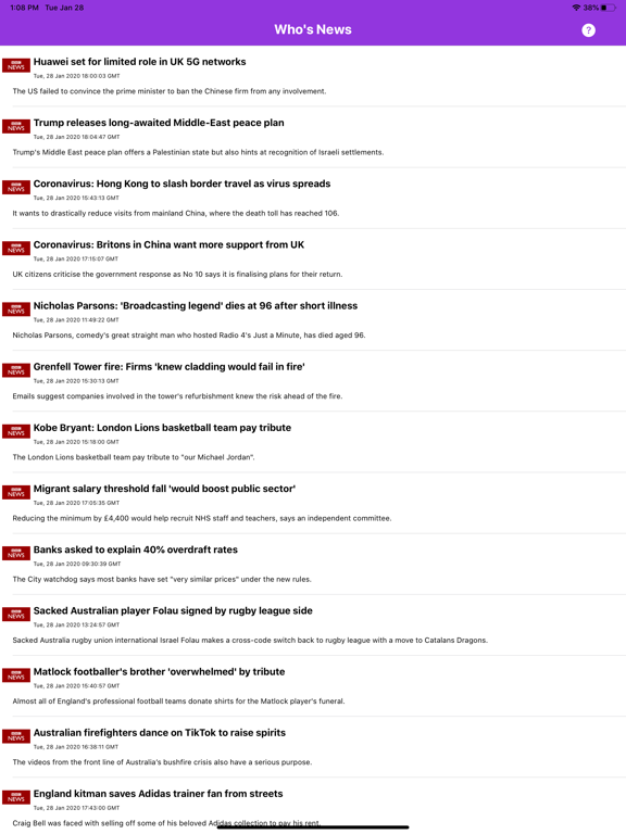 Who's News UK iPad screenshot 1