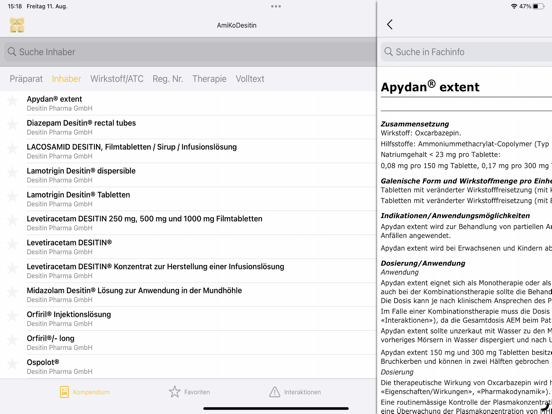 AmiKo Desitin iPad screenshot 7 - Medical app