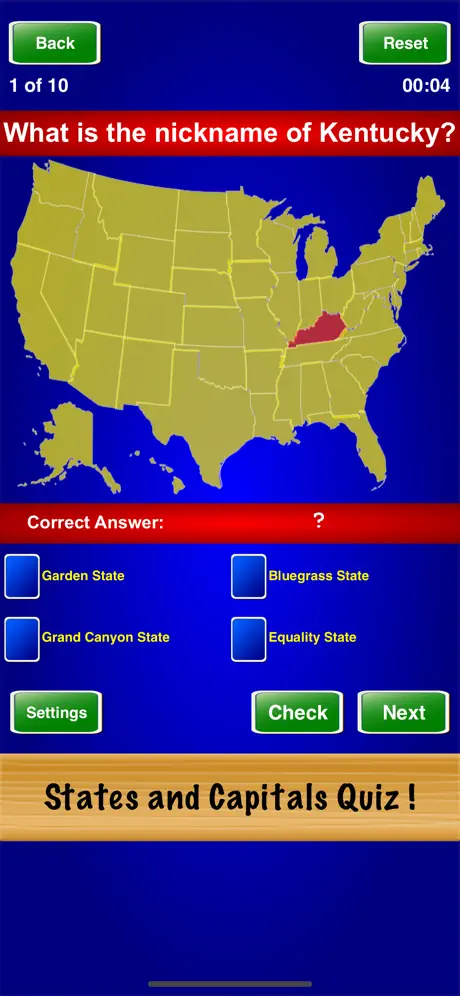States and Capitals Quiz !