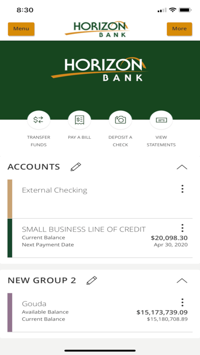 Horizon Bank Mobile Banking Screenshot