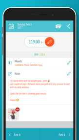 Weight loss tracker - BMI screenshot