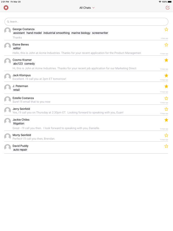 Emissary Text Recruiting iPad screenshot 2 - Business app