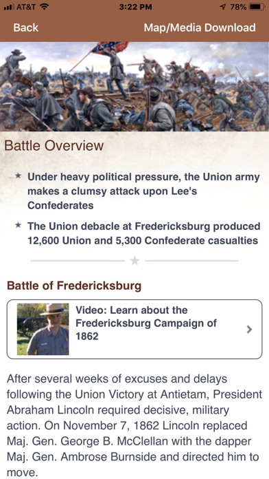 Fredericksburg Battle App Screenshot