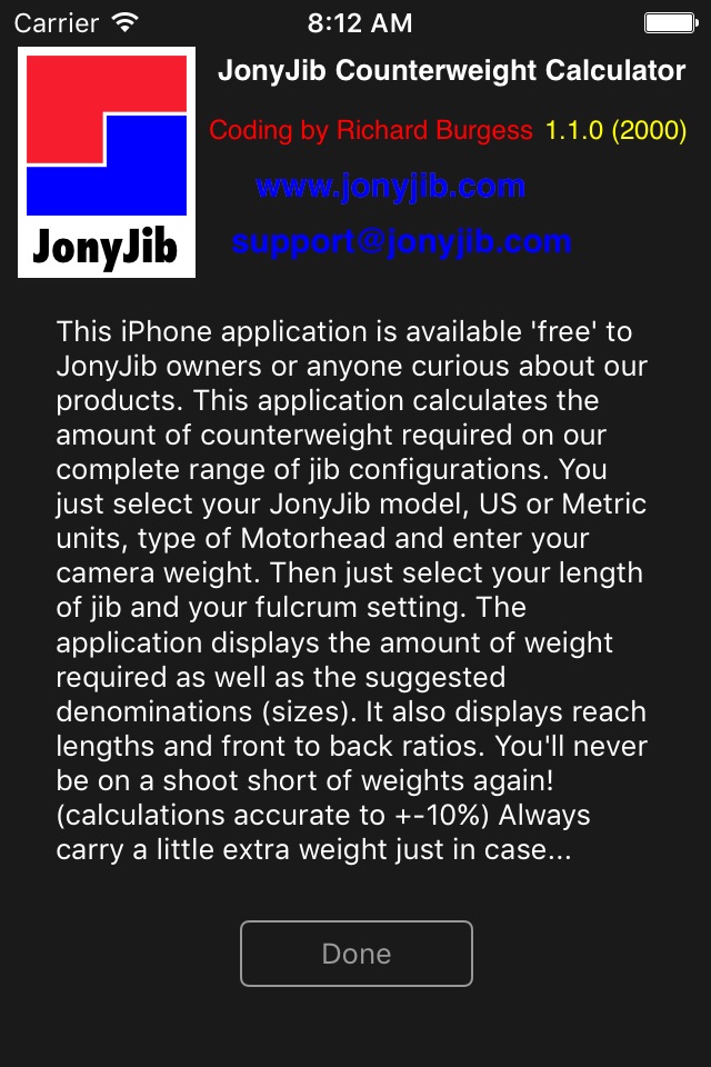 JonyJib Counterweight Calc screenshot 2