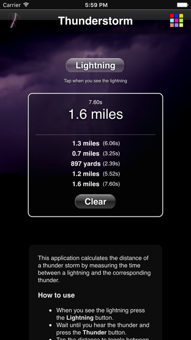 Thunderstorm Calculator Screenshot