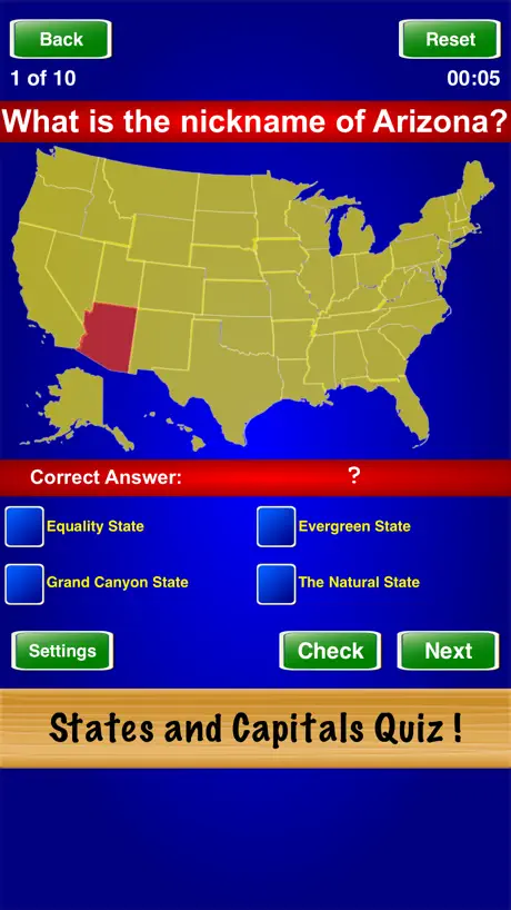 States and Capitals Quiz !