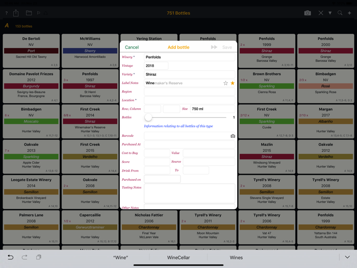 Personal Wine Cellar Database
