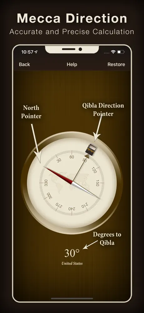 Qibla Compass (Kaaba Locator)