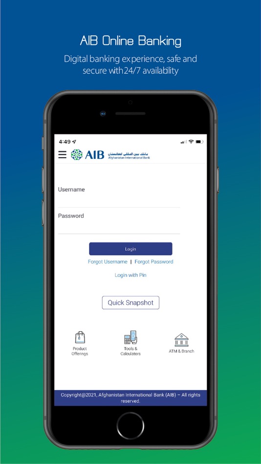 #1. AIB My Bank Mobile App (iOS) 由: Afghanistan International Bank