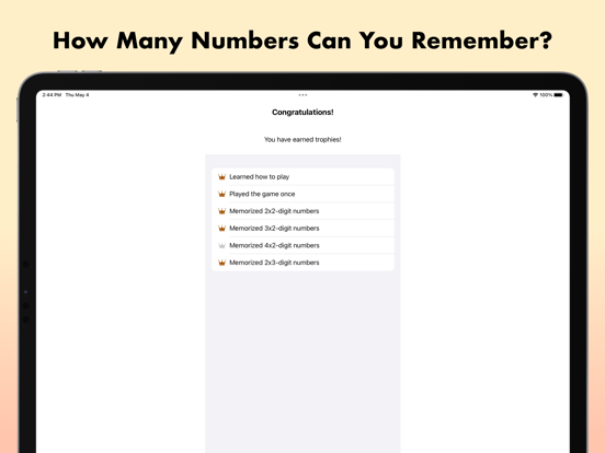 Number Memory 25 iPad screenshot 5 - Education app