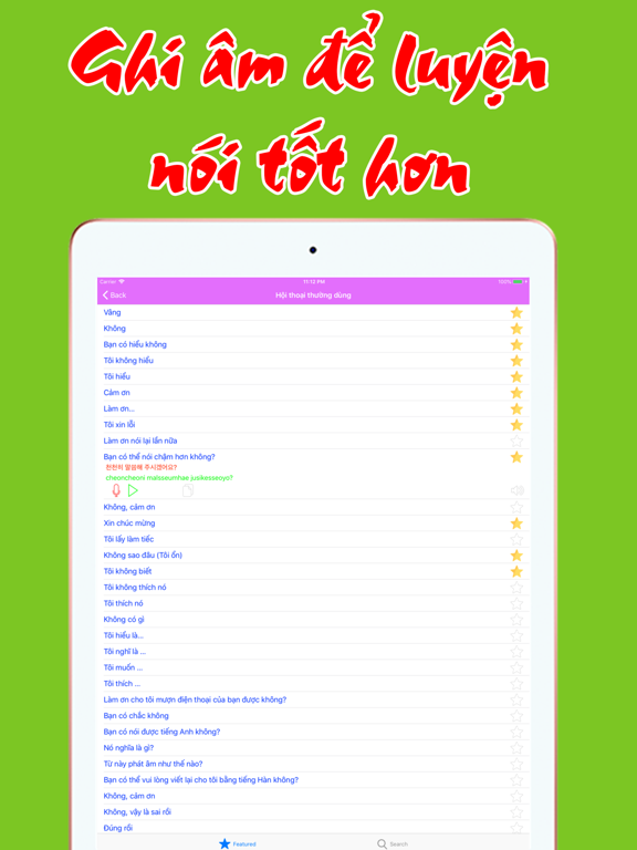 Tiếng Hàn Giao Tiếp Cơ Bản iPad screenshot 4 - Education app