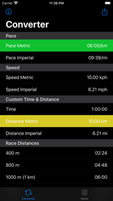 Runner's Calculator, Converter screenshot