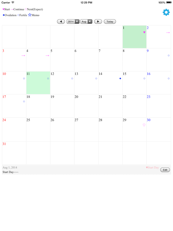 Menstrual Calendar Diary iPad screenshot 1 - Lifestyle app