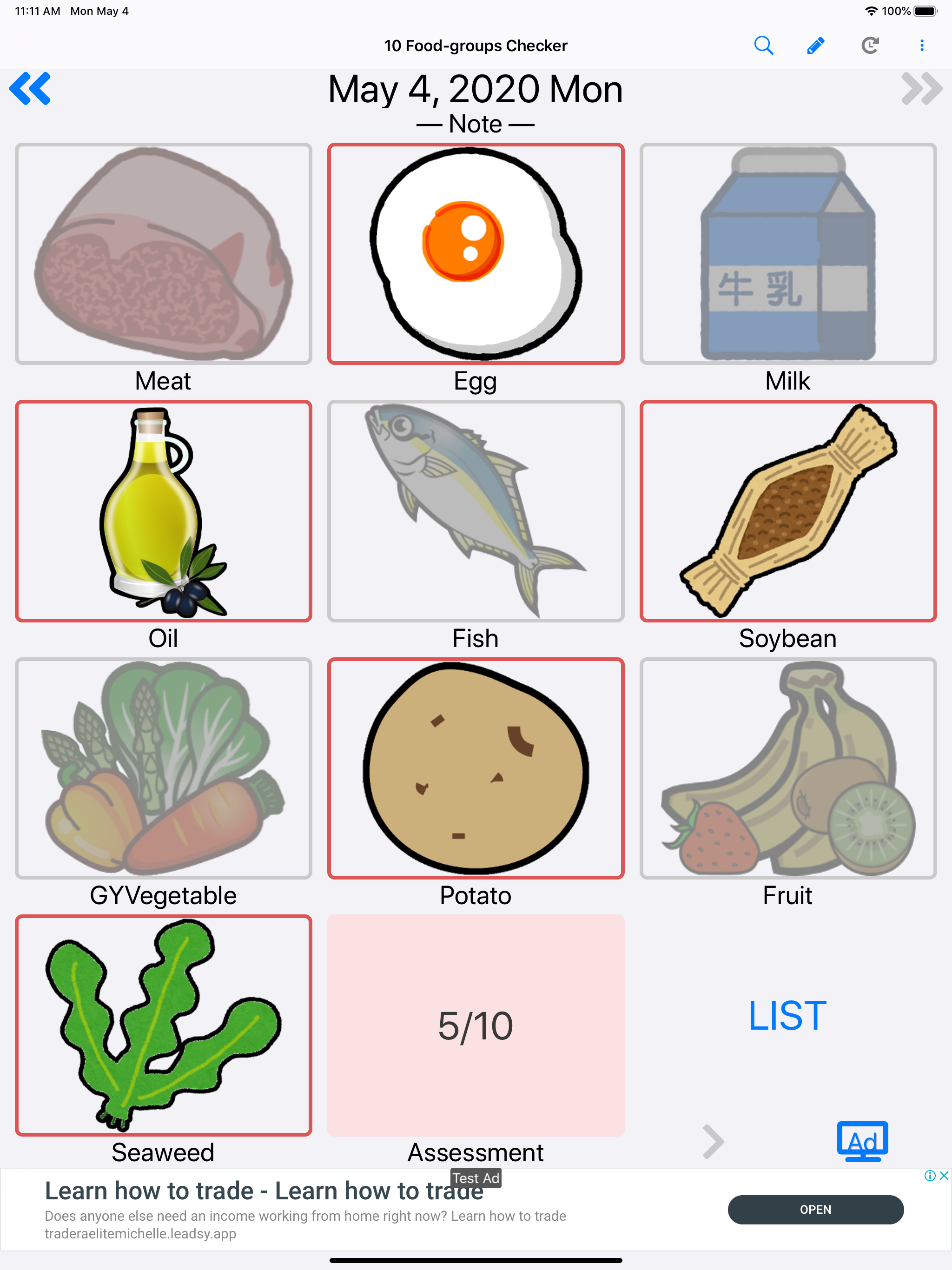 10 Food-groups Checker