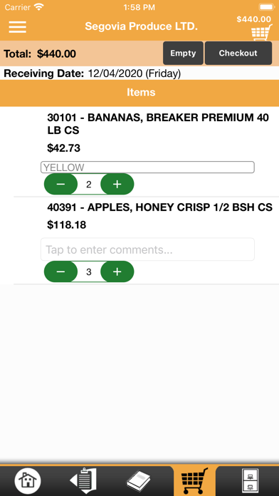 Segovia Produce Checkout App Screenshot