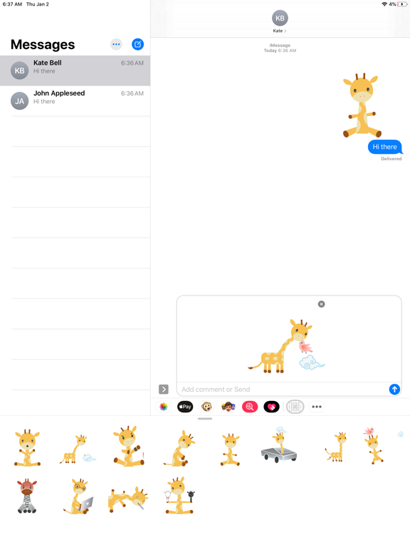 Giraffe and Bird Sticker Packのおすすめ画像1