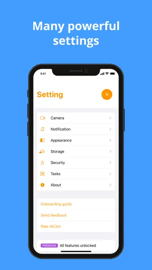 Capture d'écran de AiCam AI Smart Security Camera sur iPhone 10