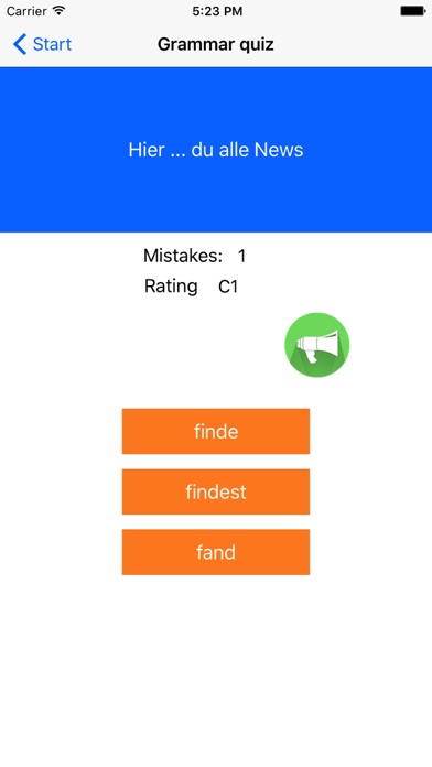 German Word trainer, Grammar Screenshot