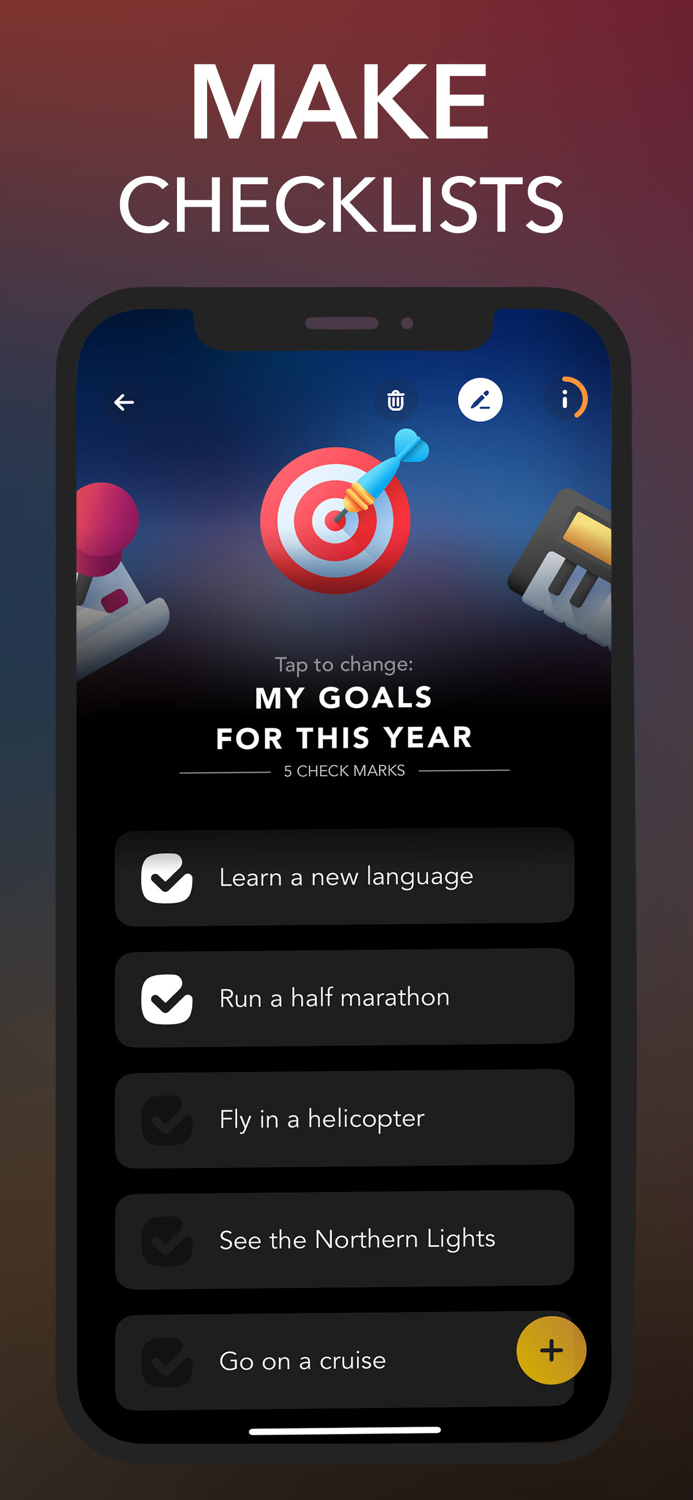 Bucket List Maker Check Marks