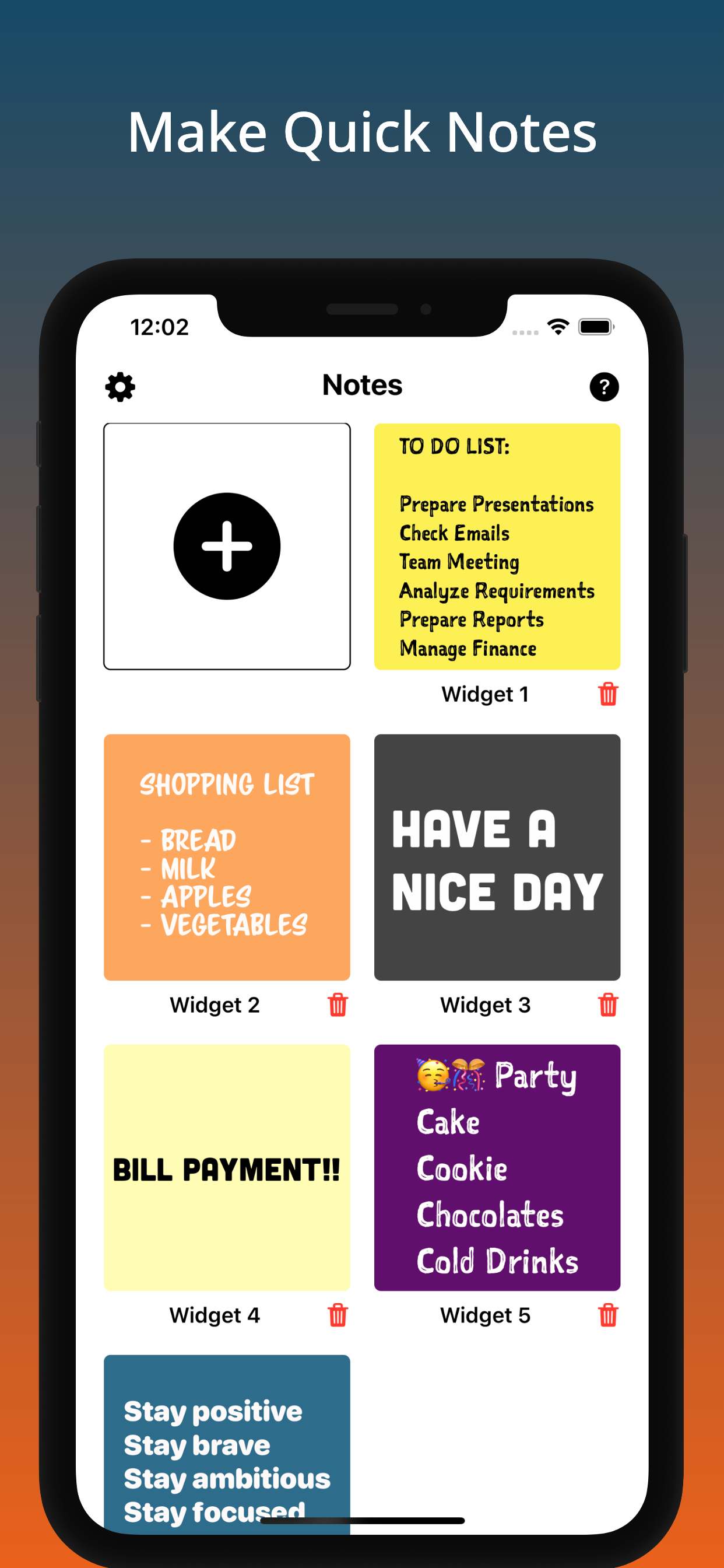 Sticky Notes: Colour Widgets