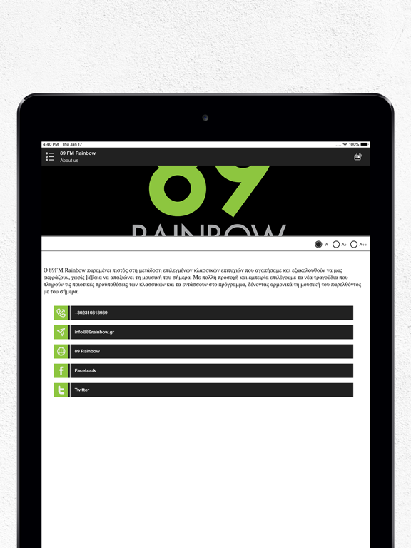 89 FM Rainbow iPad screenshot 5 - Music app