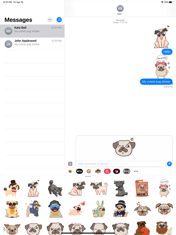 Screenshot #6 pour Puppies Cute Pug Stickers