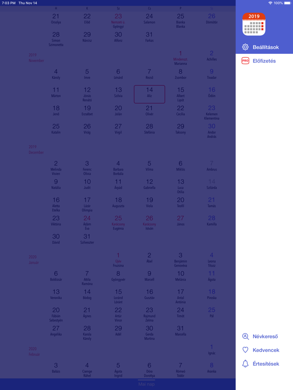 Névnaptár iPad screenshot 4 - Business app