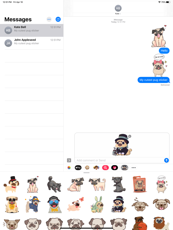 Screenshot #5 pour Puppies Cute Pug Stickers