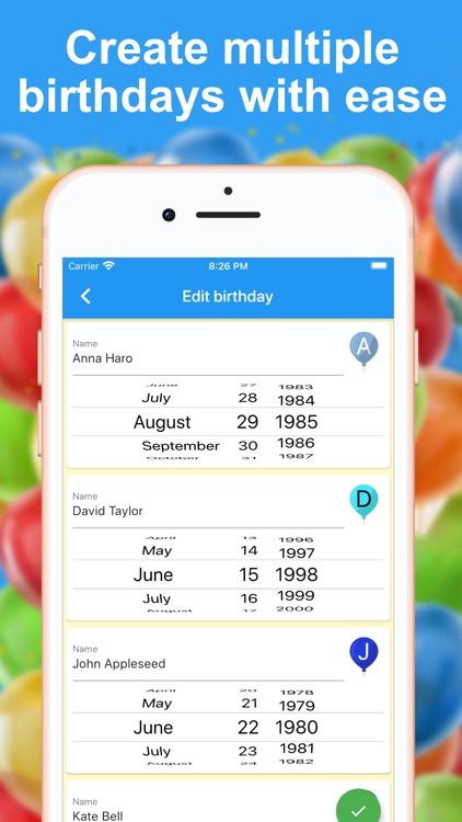 Birthday calendar and reminder