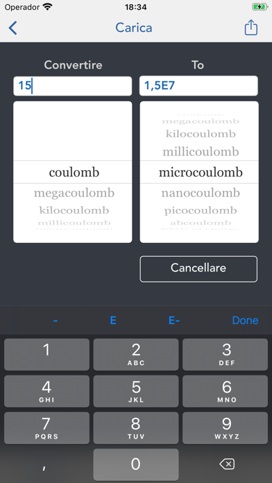 Elettriche Convertitore Schermata dell'app
