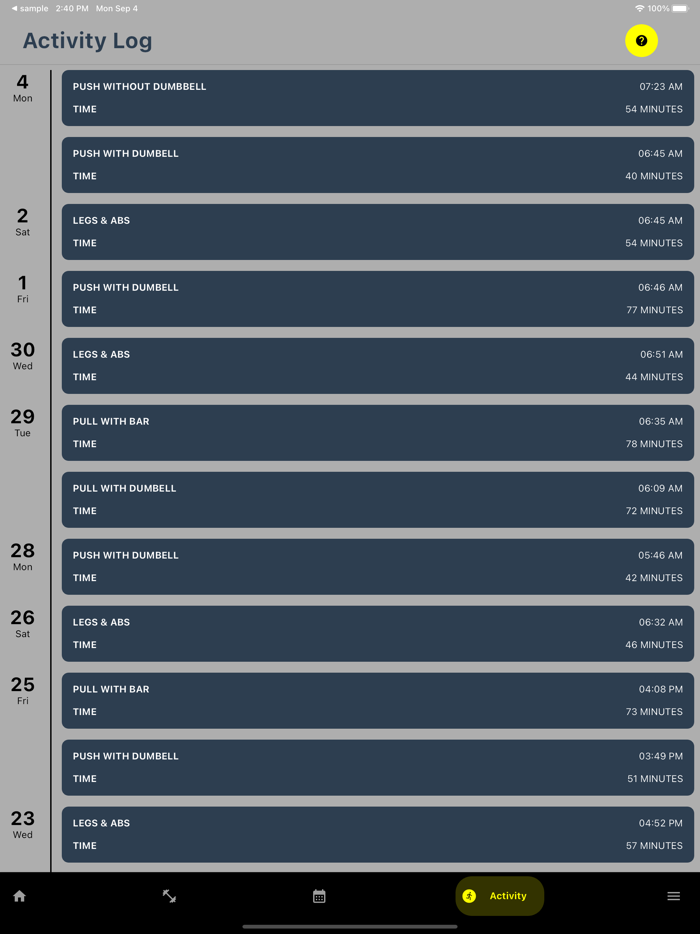 Custom Workout with Journal