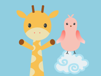 Giraffe and Bird Sticker Pack