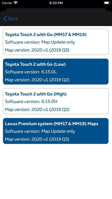 Toyota Lexus QRcode Map Update Screenshot