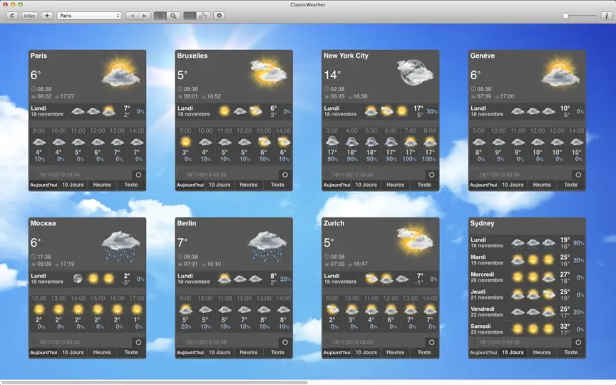 Capture d'écran de ClassicWeather sur iPhone 5