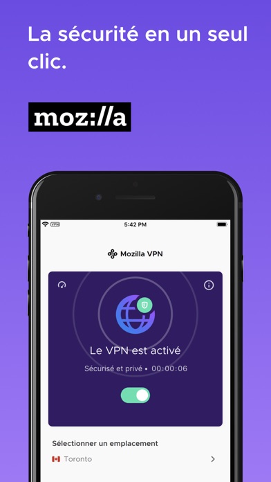 Screenshot #1 pour Mozilla VPN, sûr et privé