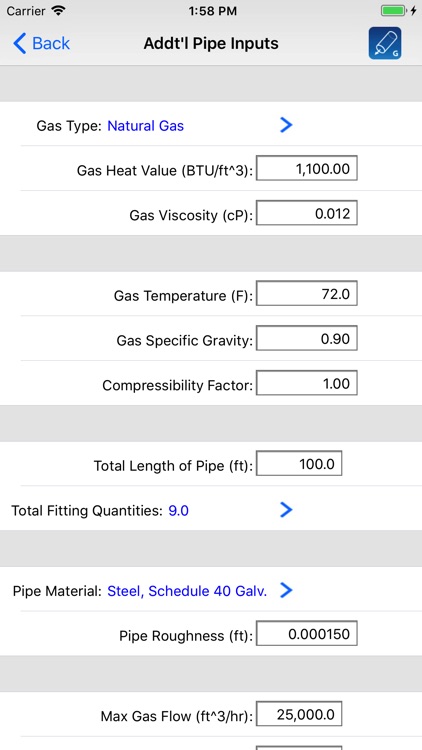 HVAC Pipe Sizer - Gas High screenshot-4