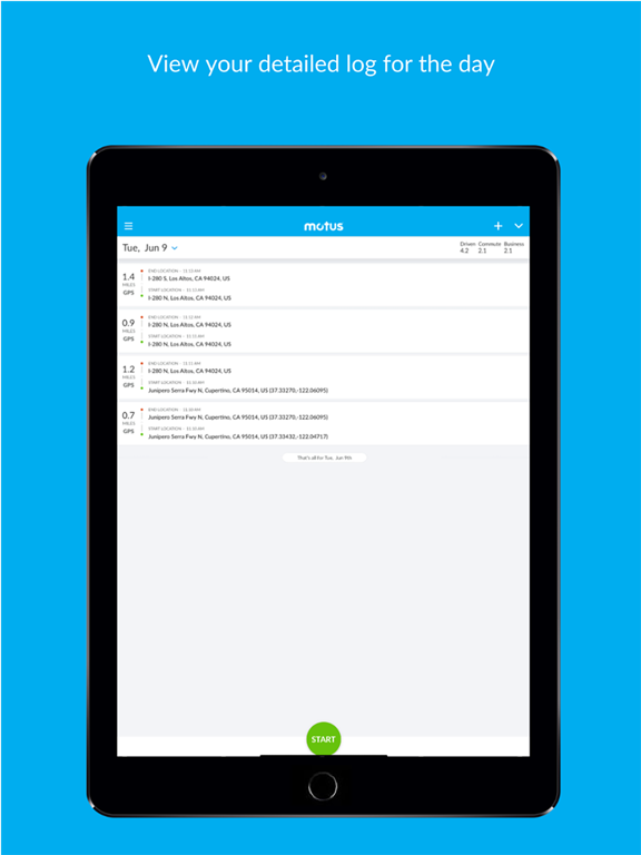 Motus - Business Mileage Log iPad screenshot 2 - Productivity app