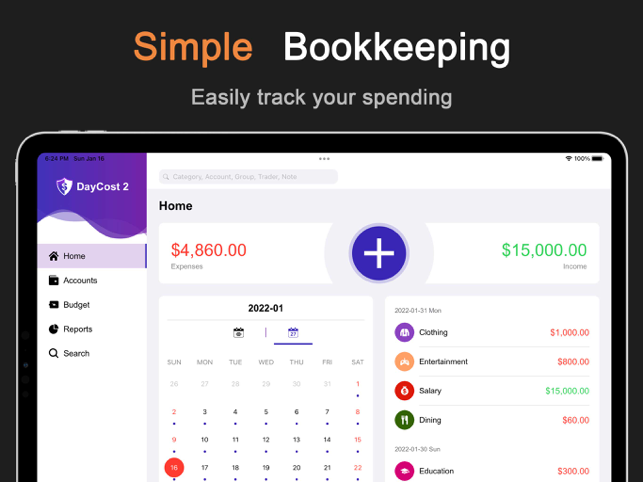 ‎DayCost 2 - צילום מסך של פיננסים אישיים