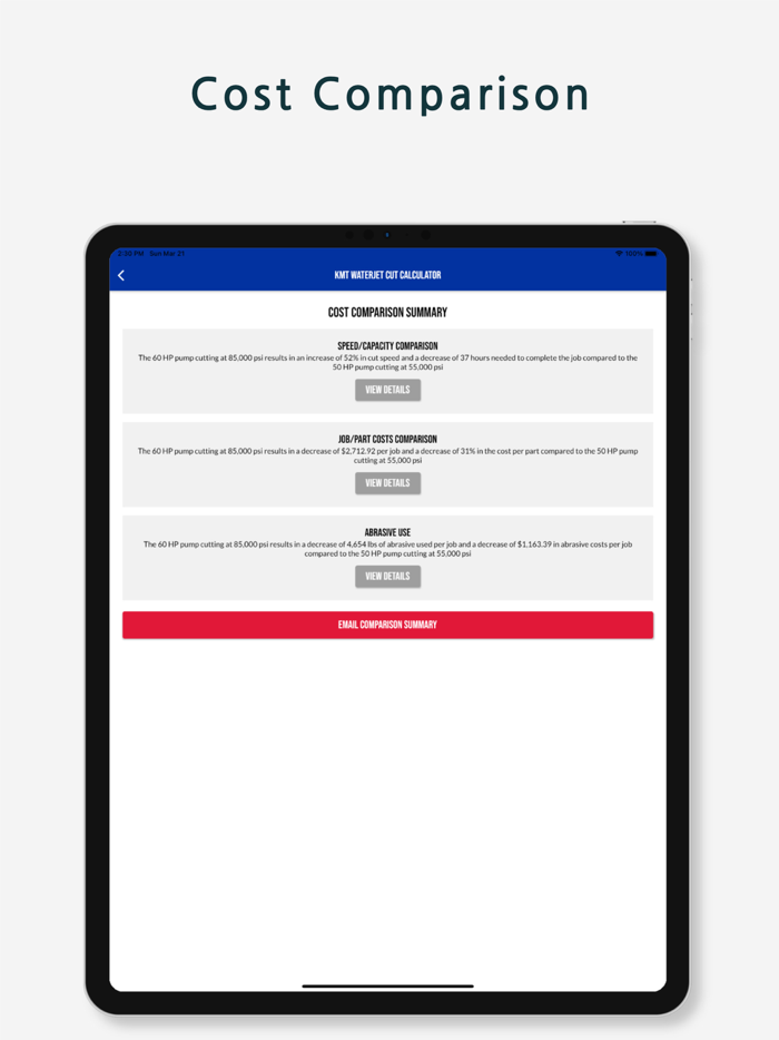 KMT Waterjet Cut Calculator