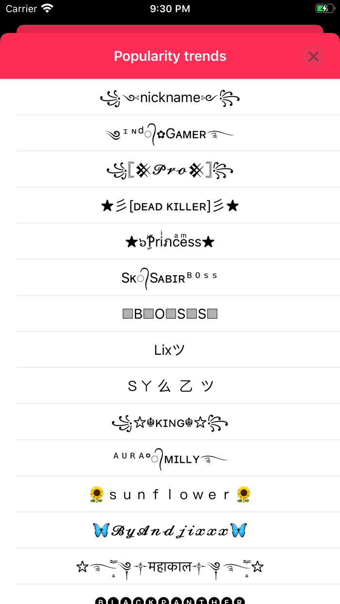 Fancy Text Symbols