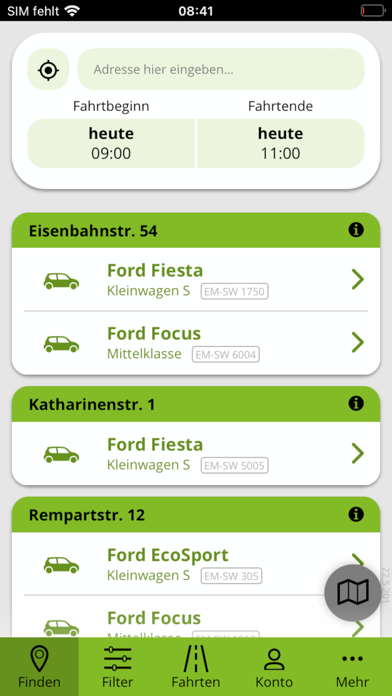 Grüne-Flotte-Carsharing Screenshot