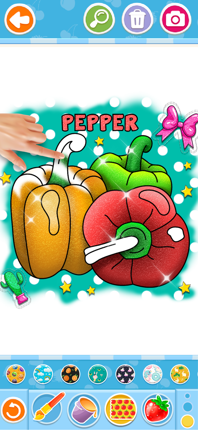 Glitter fruits coloring