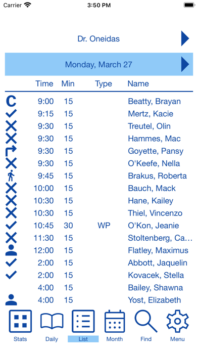 EZBIS Schedule Screenshot