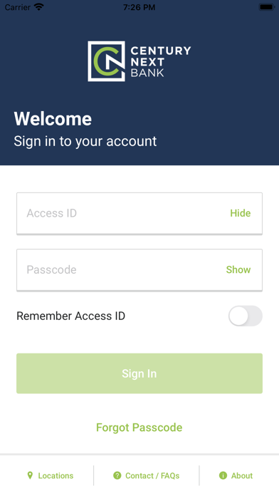 Century Next Bank Mobile Screenshot