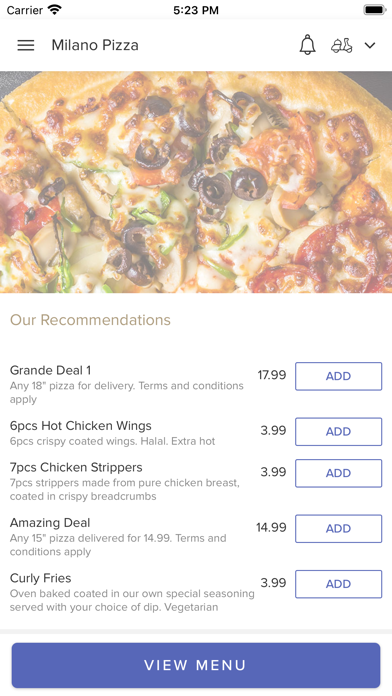 Milano Pizza Waltham Cross. Screenshot