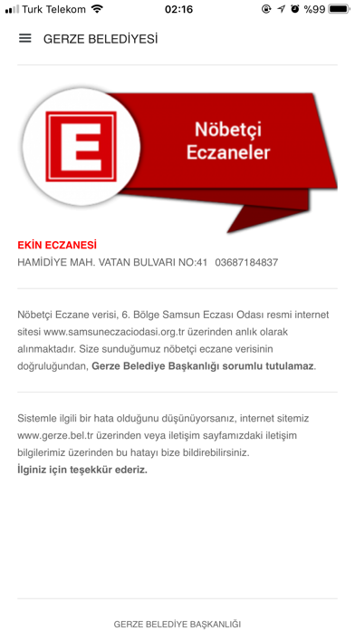 Gerze Belediyesi Screenshot